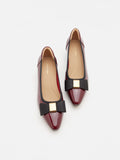 PAZZION, Berkely Bow-Embellished Patent Leather Heels, Wine