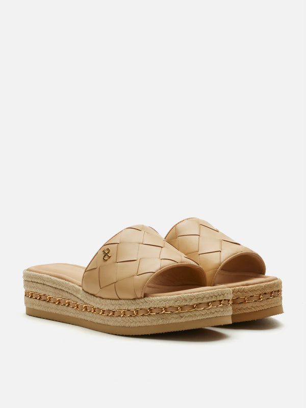 PAZZION, Clare Woven Slides, Almond