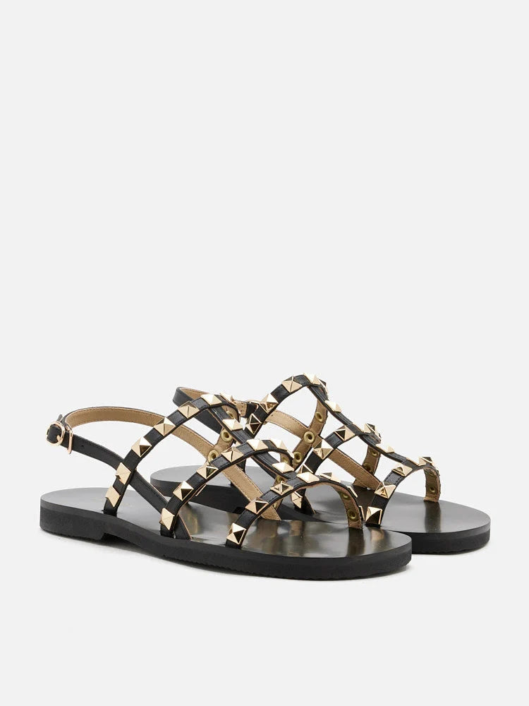 PAZZION, Diane Studded Slingback Slides, Black
