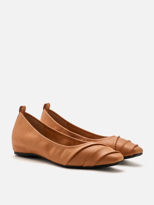 PAZZION, Elie Ruched Padded Flats, Brown
