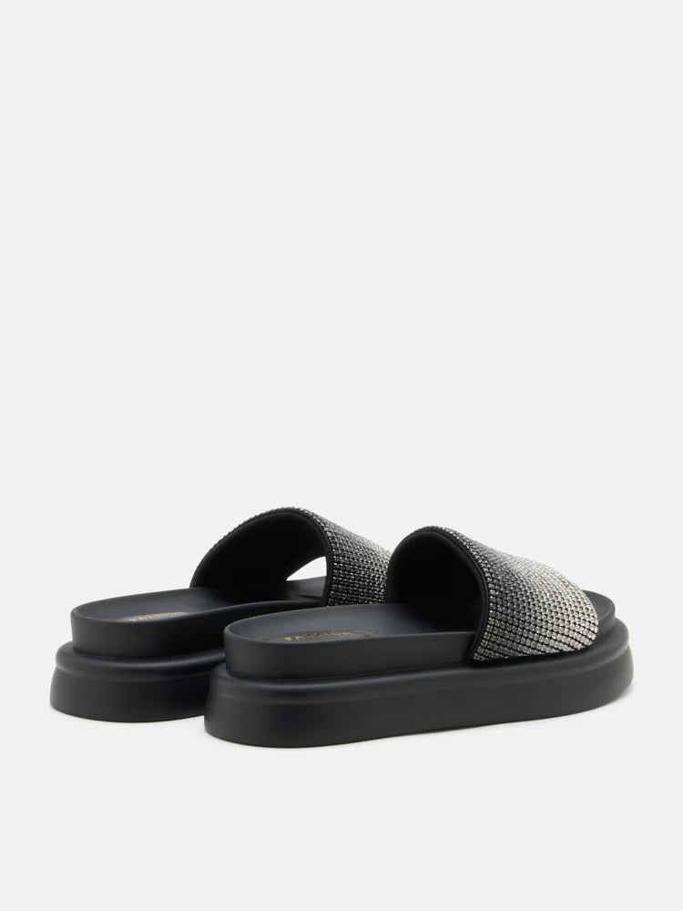 PAZZION, Emilie Crystal-Embellished Platform Slides, Black