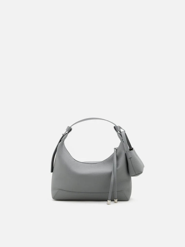 PAZZION, Giovanna Slouchy Leather Shoulder Bag, Grey