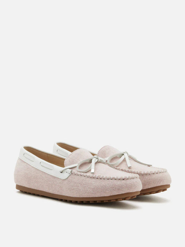 PAZZION, Glenda Denim Bow Moccasins, Pink