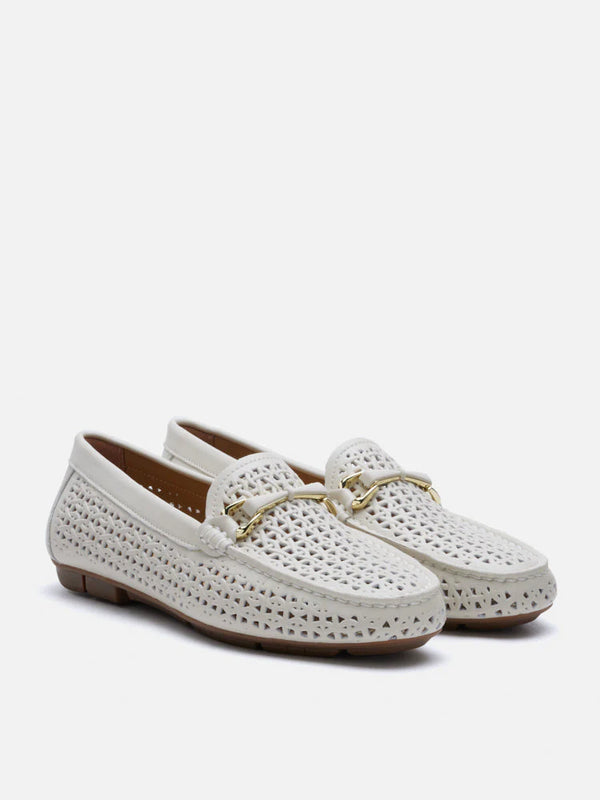 PAZZION, Haider Woven Perforated Loafers, Beige