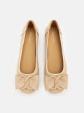 PAZZION, Jan Buckle Bow Square-Toe Flats, Almond