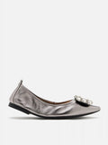 PAZZION, Jannat Jewel Buckle Foldable Flats, Pewter