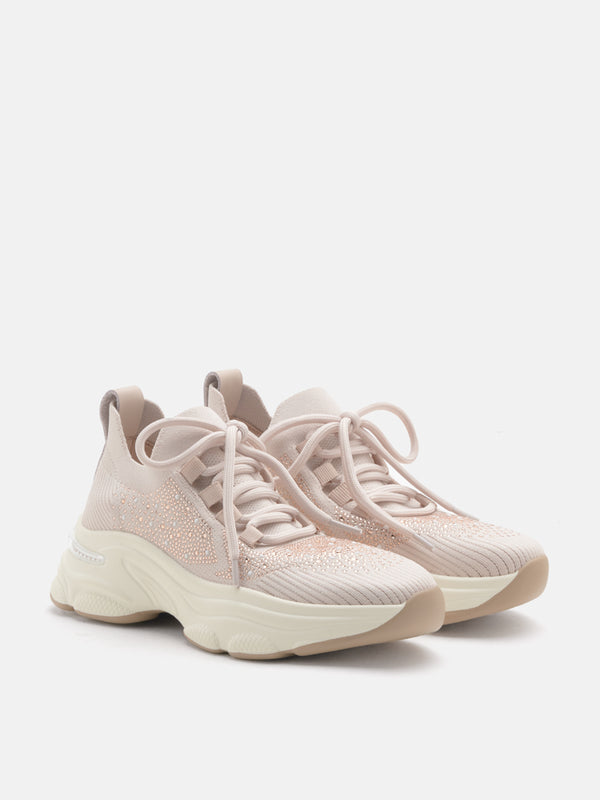 PAZZION, Kailani Crystal Embellished Flyknit Sneakers, Pink