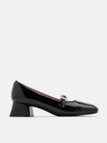 PAZZION, Kamielle Embellished Buckle Mary Jane Heels, Black