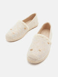 PAZZION, Maggie Monogram Frayed Espadrilles, Beige