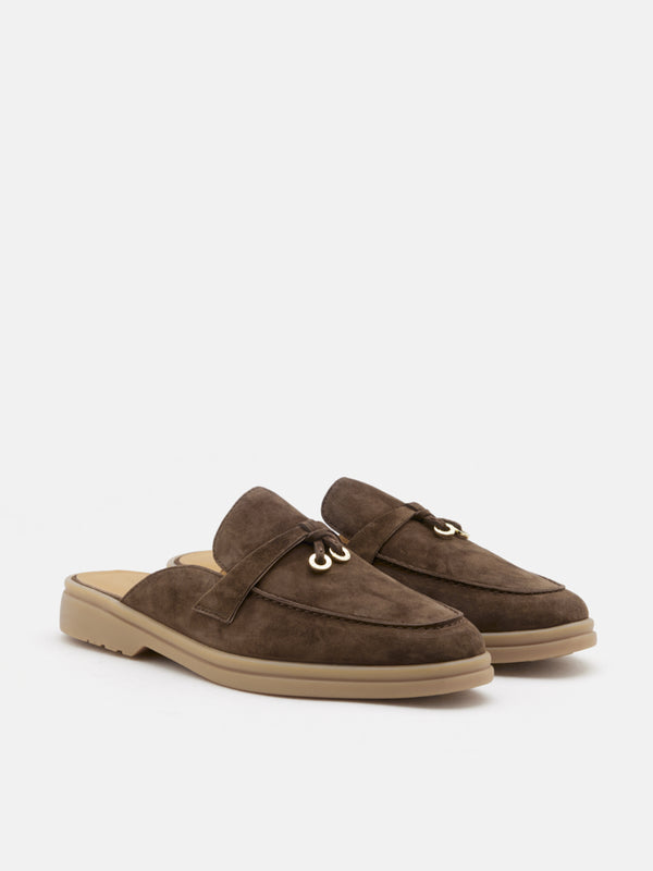 PAZZION, Mavis Suede Mules, Brown
