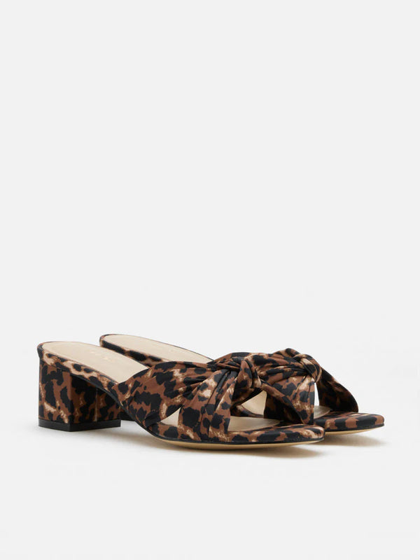 PAZZION, Nemera Leopard Print Satin Heels, Brown