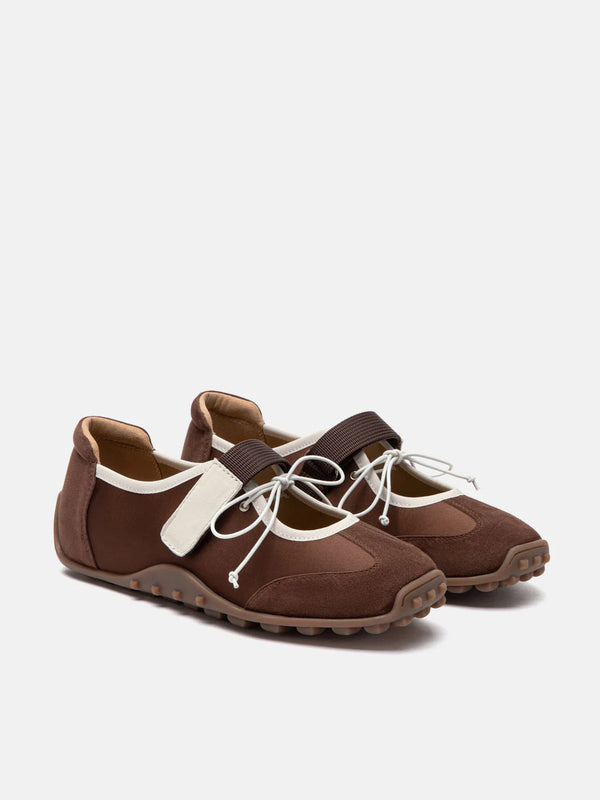 PAZZION, Oravienne Bow-Tied Velcro Sneakers, Brown