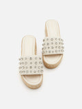 PAZZION, Poppy Studded Wedges, Beige