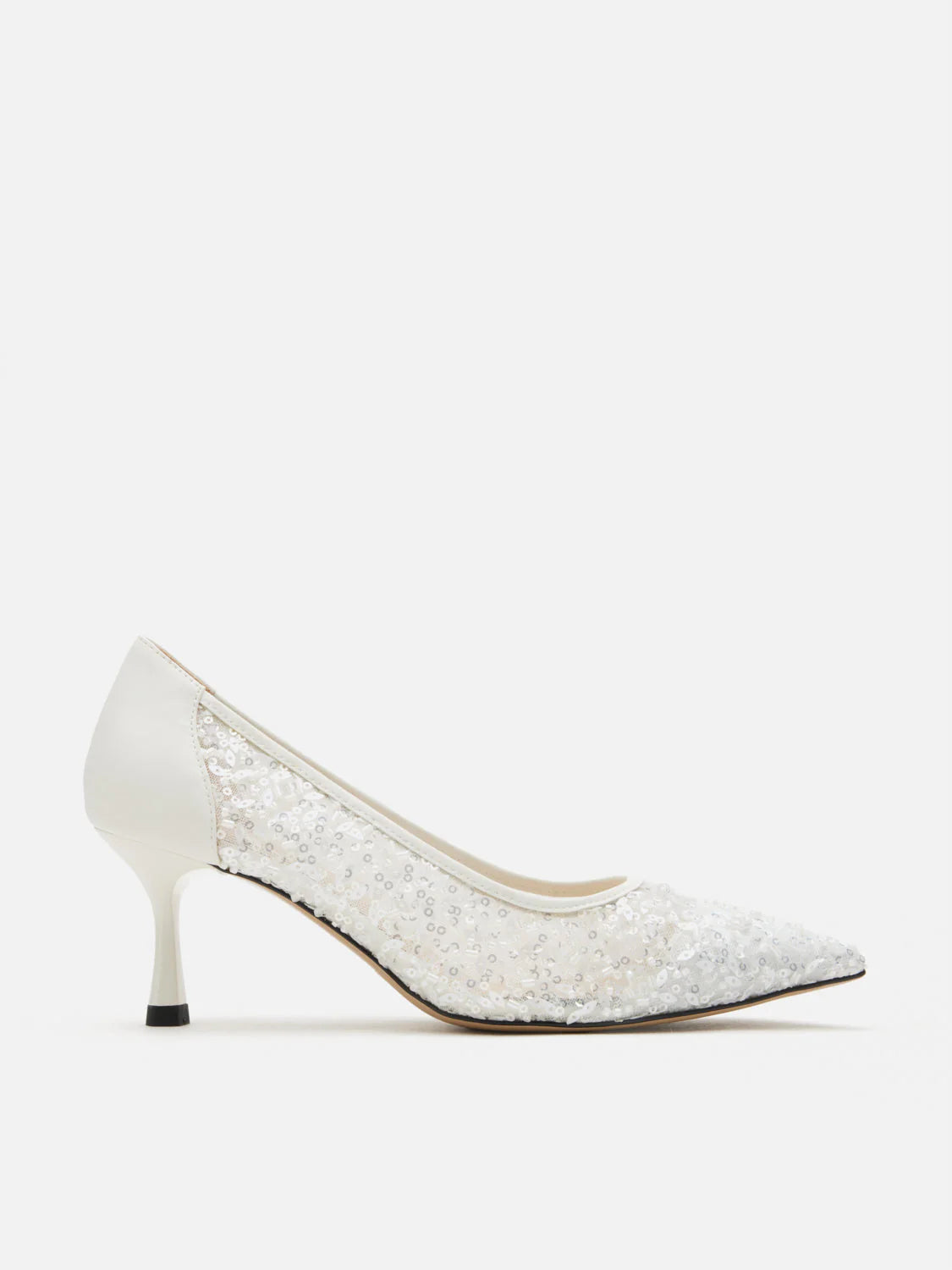 PAZZION, Raena Sequined Mesh Heels, White