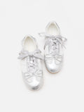 PAZZION, Sylvie Ballerina Satin Bow Sneakers, Silver