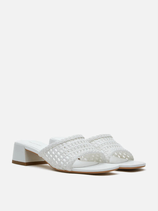 PAZZION, Taylor Woven Braided Mule Heels, White