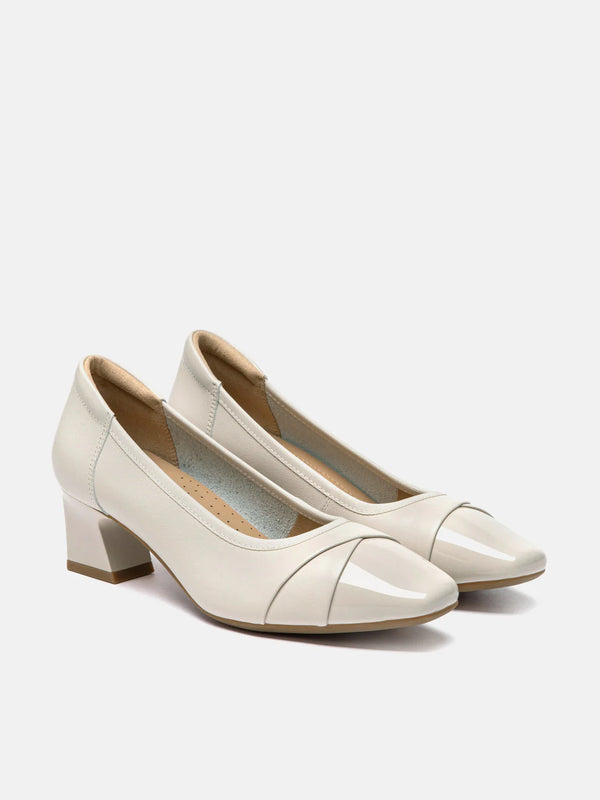 PAZZION, Ulissea Two-Tone Patent Leather Heels, Beige