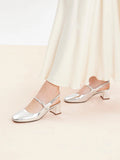 PAZZION, Vika Pearl Mary Jane Pumps, Silver