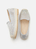 PAZZION, Xandra Crystal Embroidered Espadrilles, Grey