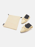 PAZZION, Yara Pearl Bow Pointed Toe Foldable Flats, Lightyellow