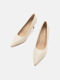 PAZZION, Adrianna Embossed Leather Heels, Beige