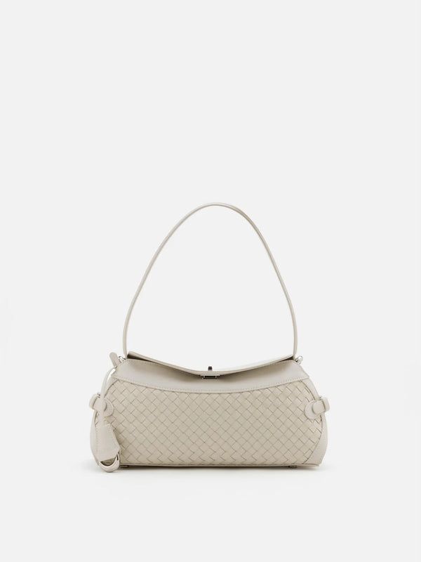 PAZZION, Aerivelle Woven Twist Lock Bag, Beige