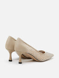PAZZION, Agatha Crystal Embellished Pointed Toe Heels, Almond