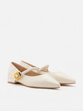 PAZZION, Alexis Pointed Toe Mary Janes, Beige