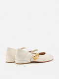 PAZZION, Alexis Pointed Toe Mary Janes, Beige