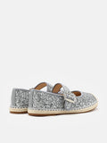 PAZZION, Alivia Glitter Mary Janes Espadrilles, Silver