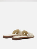 PAZZION, Alouette Woven Leather Slides, Beige