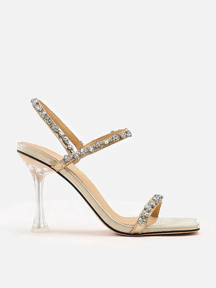 PAZZION, Amadea Strappy High Heels, Gold