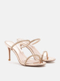 PAZZION, Annabeth Metallic Crystal Embellished Heel Sandals, Champagne