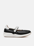 PAZZION, Arlise Pearl Embellished Leather Mary Janes, Black