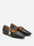 PAZZION, Aubrey Square Toe Mary Jane Flats, Black