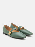 PAZZION, Aubrey Square Toe Mary Jane Flats, Green