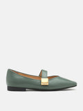 PAZZION, Aubrey Square Toe Mary Jane Flats, Green