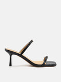 PAZZION, Augusta Buckled Strap Heel Sandals, Black