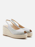 PAZZION, Aurelia Peep Toe Slingback Wedges, Grey