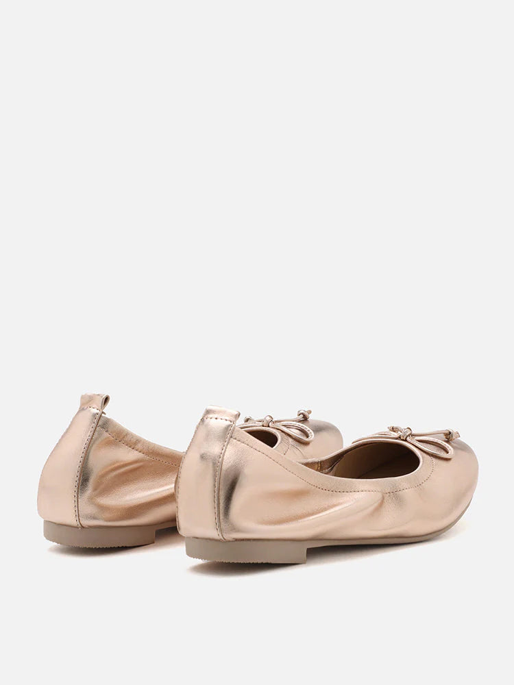 PAZZION, Avery Bow Covered Flats, Champagne