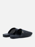 PAZZION, Ayanna Woven Slip-On Mules, Black