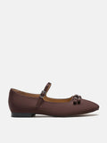 PAZZION, Aylin Silk Double Bow Mary Janes, Brown