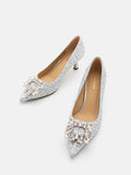 PAZZION, Aysha Diamante Embellished Heels, Silver