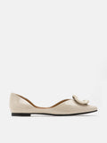 PAZZION, Babylon Jelly Patent Buckle Flats, Beige