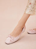 PAZZION, Beatrice Bow Embossed Flats, Pink