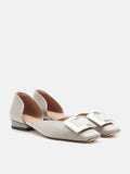 PAZZION, Beatrice Silver Square Buckle Flats, Grey