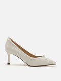 PAZZION, Bellavyn Pearl Accented Patent Leather Heels, Beige