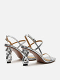 PAZZION, Betsey Metallic Sandal Heels, Silver