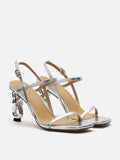 PAZZION, Betsey Metallic Sandal Heels, Silver