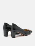 PAZZION, Betsy Gold Buckle Square-Toe Pump Heels, Black